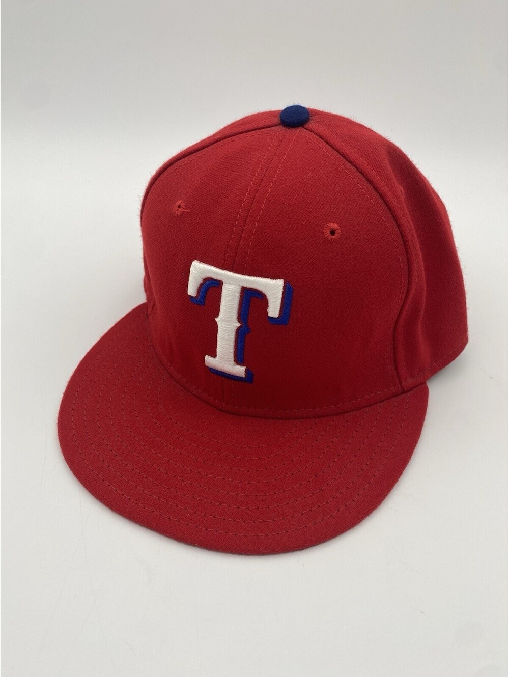 New Era 59Fifty Size 7 3/8 Red MLB Texas Rangers Cool Base Fitted Hat